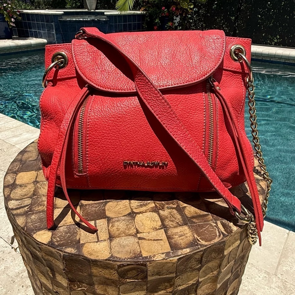 Cynthia Rowley Red and Pink coral Crossbody leather Bag with Versatile Design